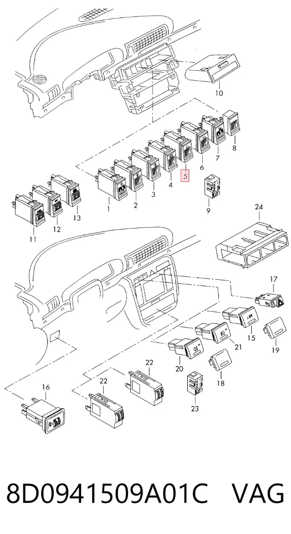 Кнопка аварийки 8D0941509A01C VAG