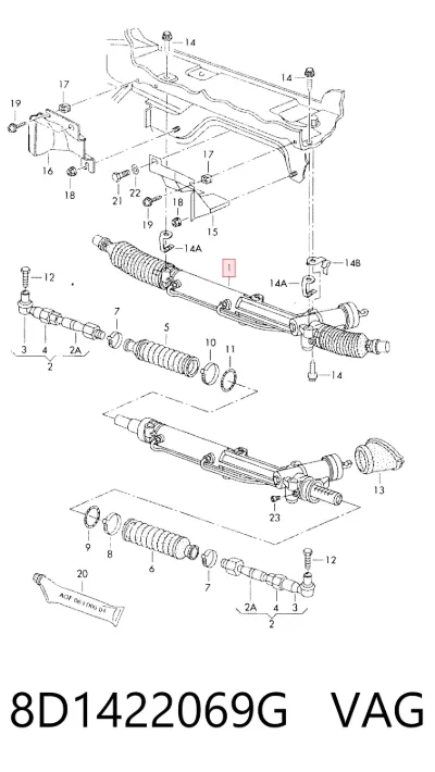 Рейка рулевая VAG 8D1422069G