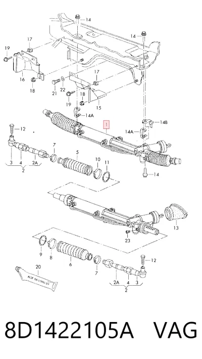 Рейка рулевая VAG 8D1422105A