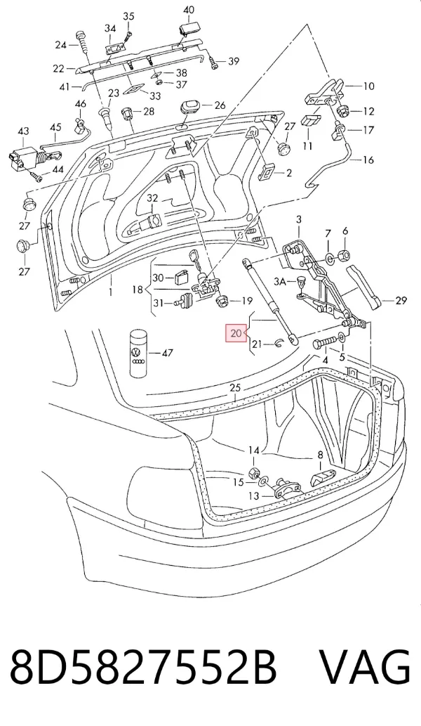Амортизатор багажника 8D5827552B VAG