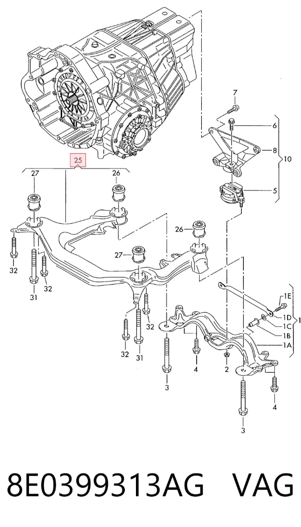 Подрамник передний 8E0399313AG VAG