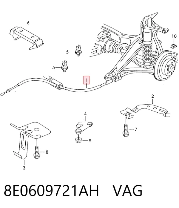 Трос ручника 8E0609721AH VAG
