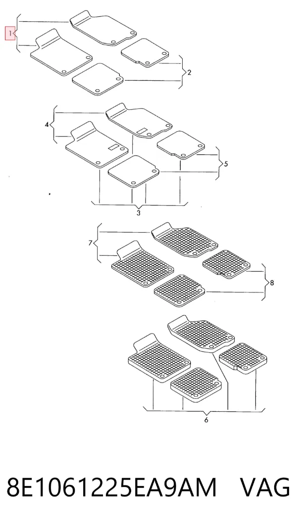 Коврики 8E1061225EA9AM VAG