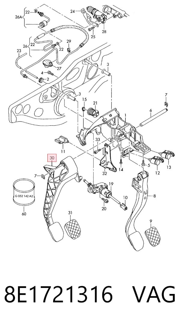 Педаль сцепления Audi A4 B7