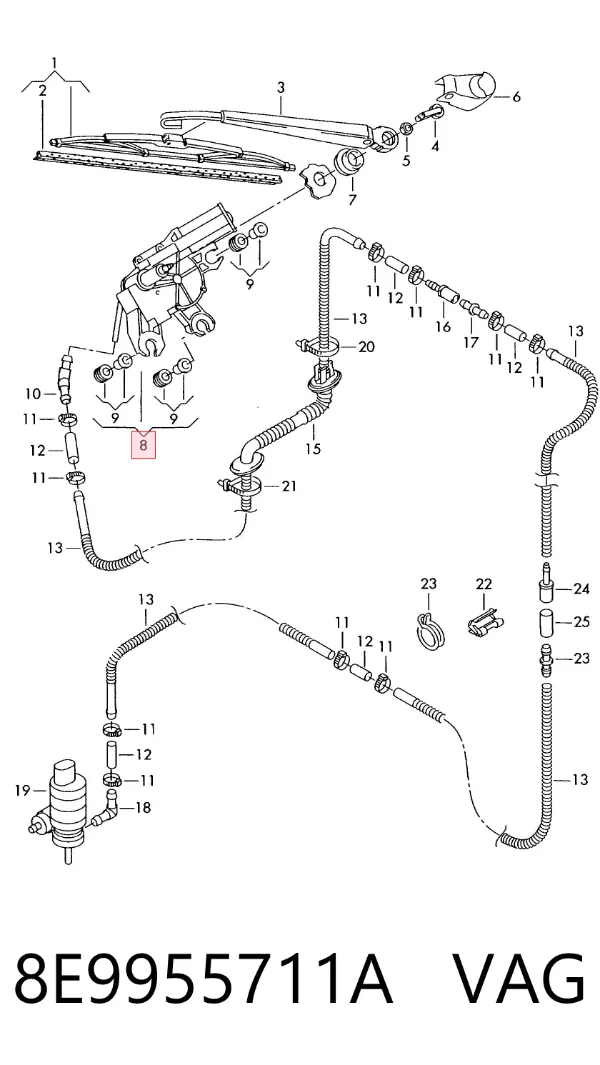 Моторчик заднего дворника 8E9955711A VAG