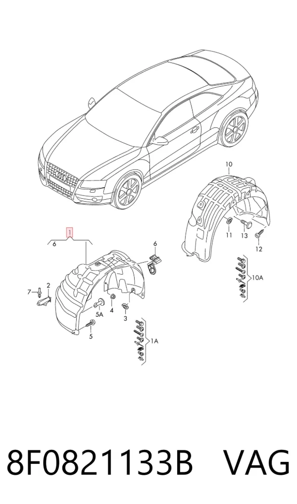 Подкрылок передний левый 8F0821133B VAG