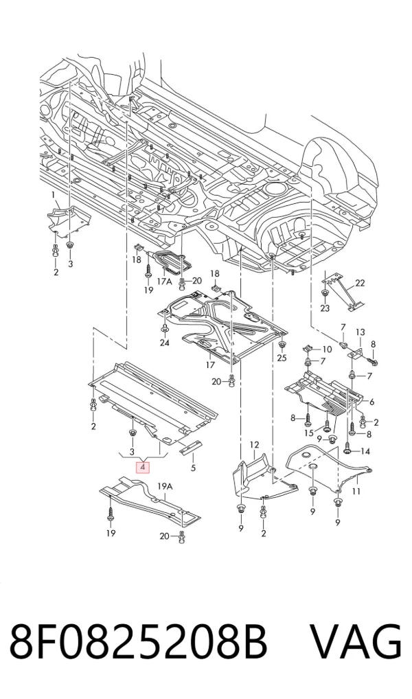 Защита днища правая 8F0825208B VAG