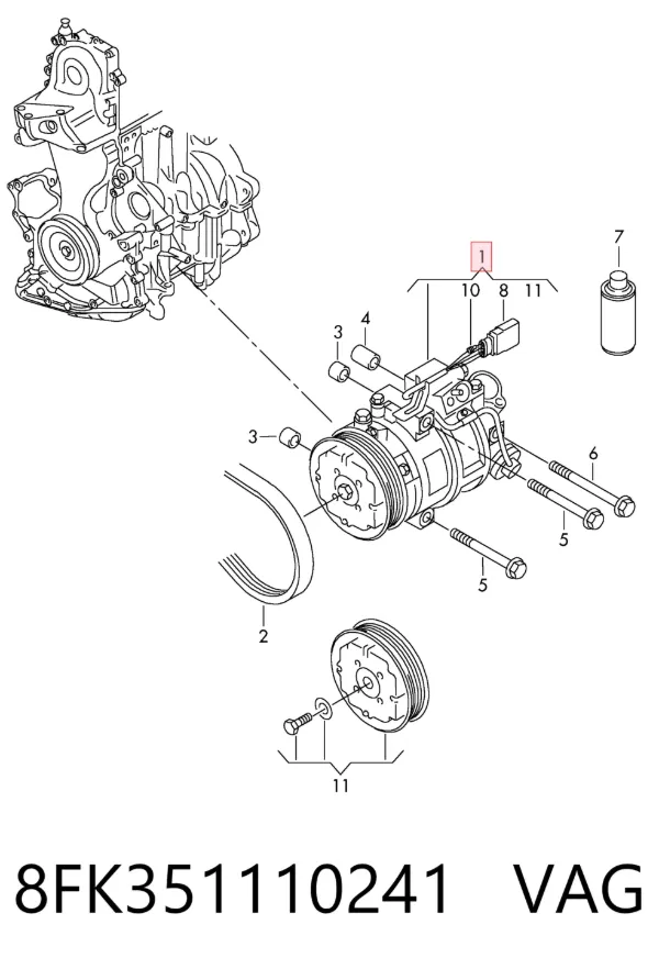 Компрессор кондиционера 8FK351110241 VAG