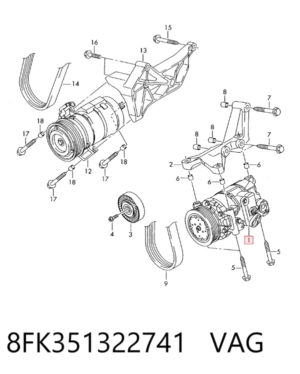 Компрессор кондиционера 8FK351322741 VAG