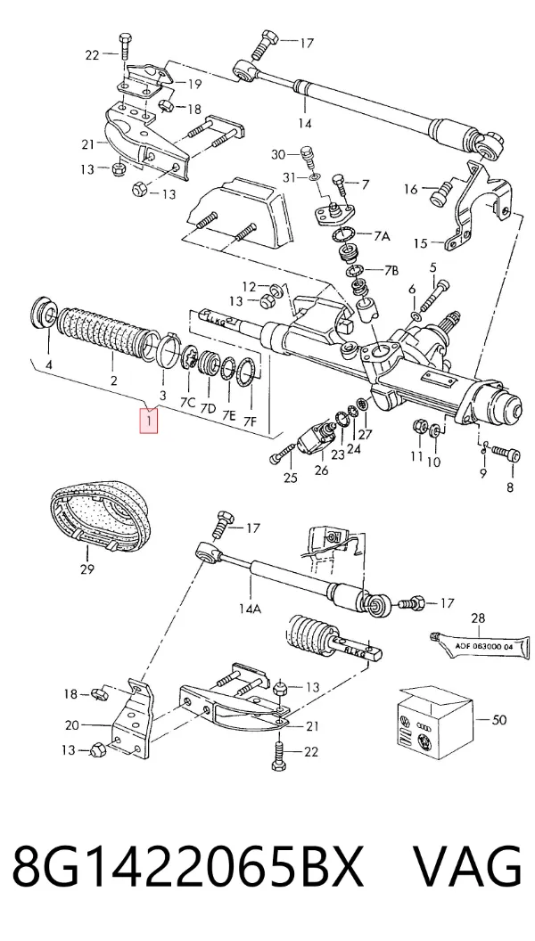 Рулевая рейка 8G1422065BX VAG