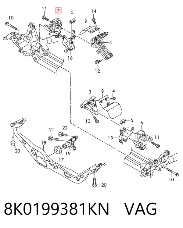 Правая подушка двигателя 8K0199381KN VAG