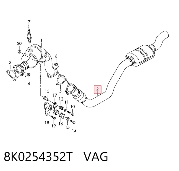 Передняя часть глушителя 8K0254352T VAG