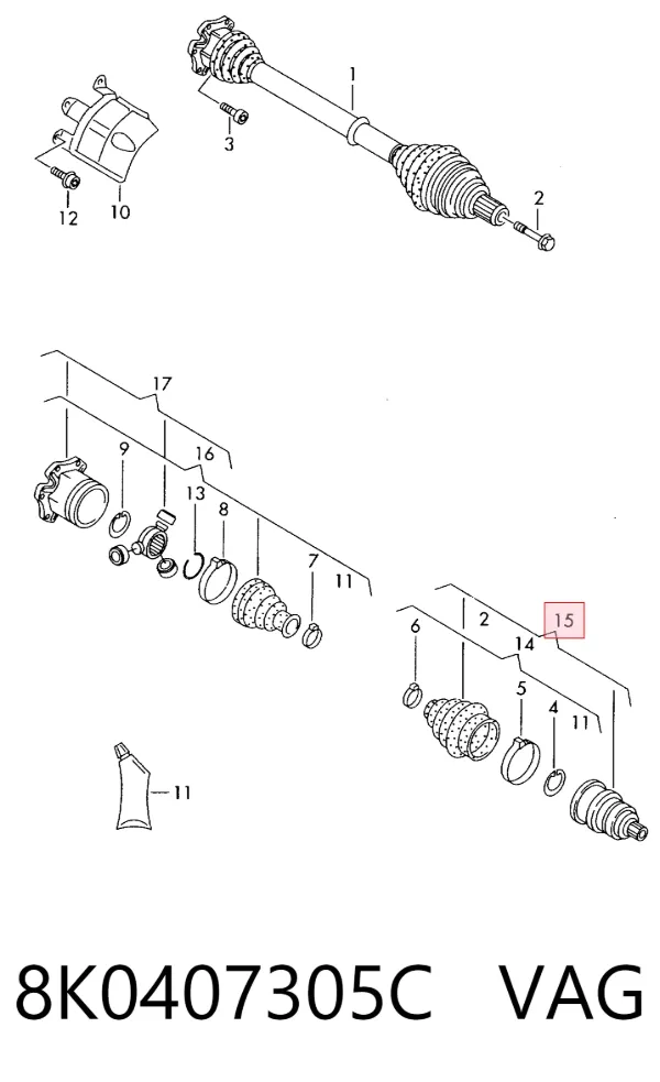 ШРУС наружный передний 8K0407305C VAG