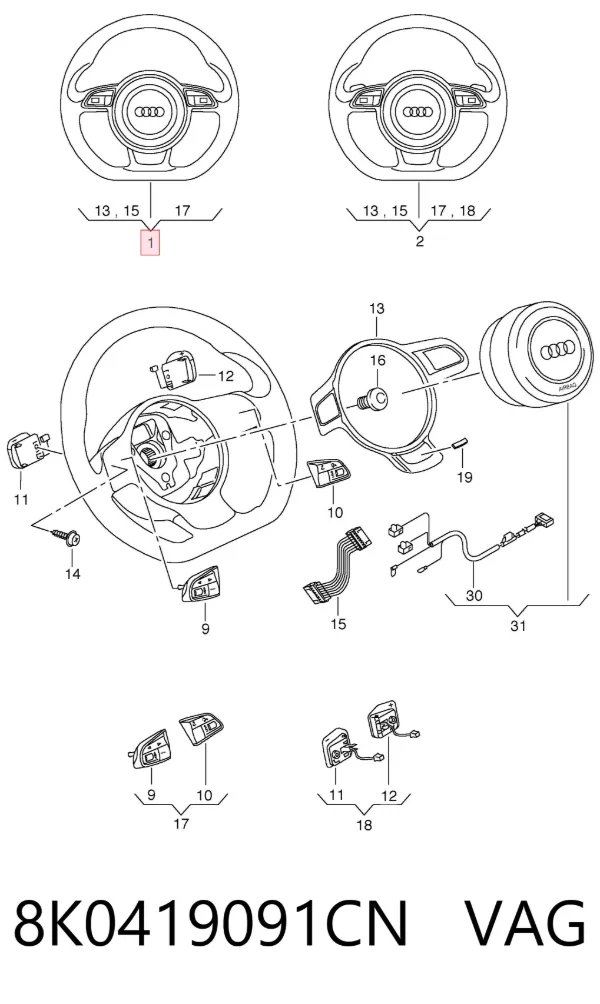 Руль 8K0419091CN VAG