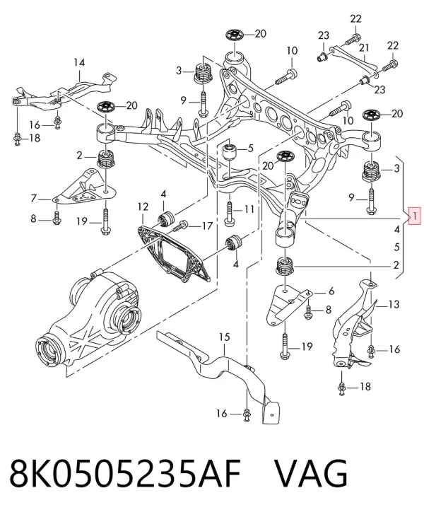 Подрамник задний 8K0505235AF VAG