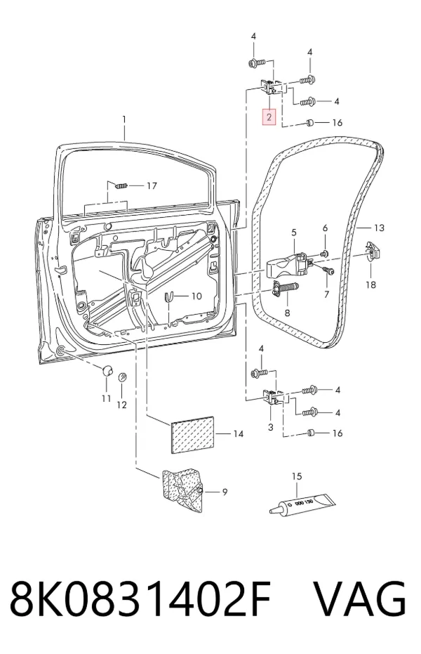 Петля двери передней правой 8K0831402F VAG