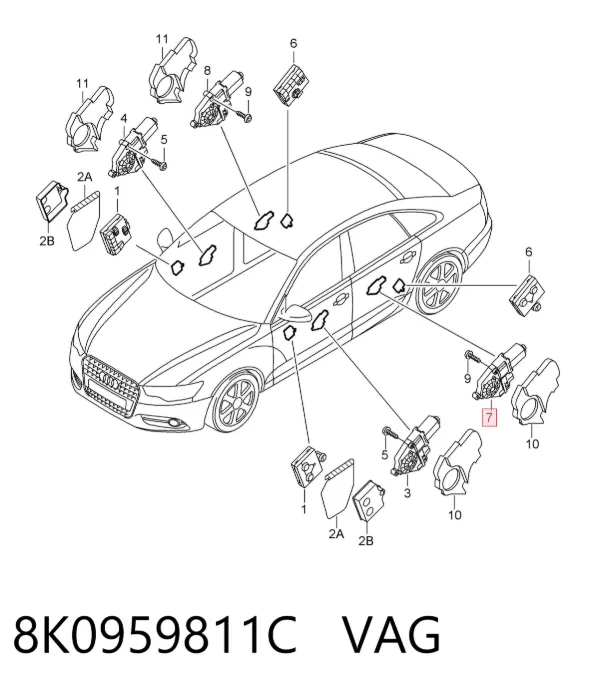 Мотор стеклоподъемника двери задней левой 8K0959811C VAG