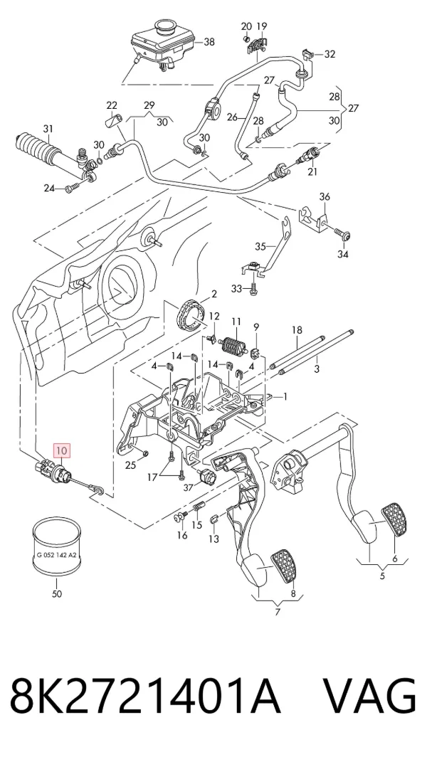 Главный цилиндр сцепления 8K2721401A VAG