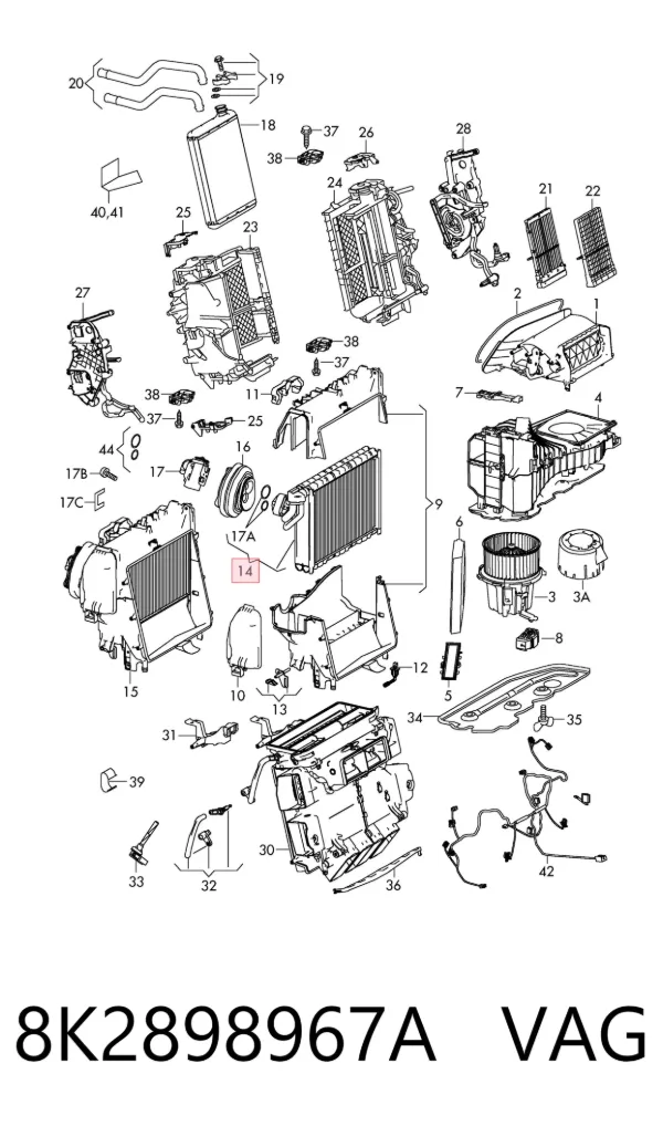 Испаритель кондиционера 8K2898967A VAG