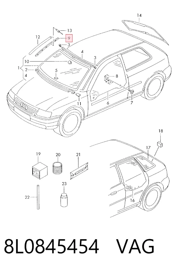 Лобовое стекло 8L0845454 VAG