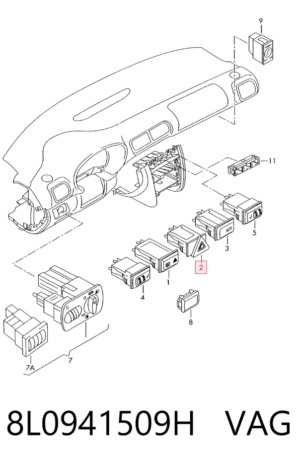 Кнопка аварийки 8L0941509H VAG