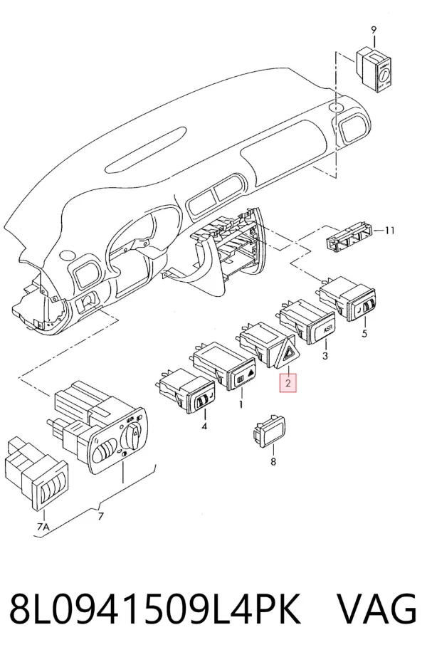 Кнопка аварийки 8L0941509L4PK VAG