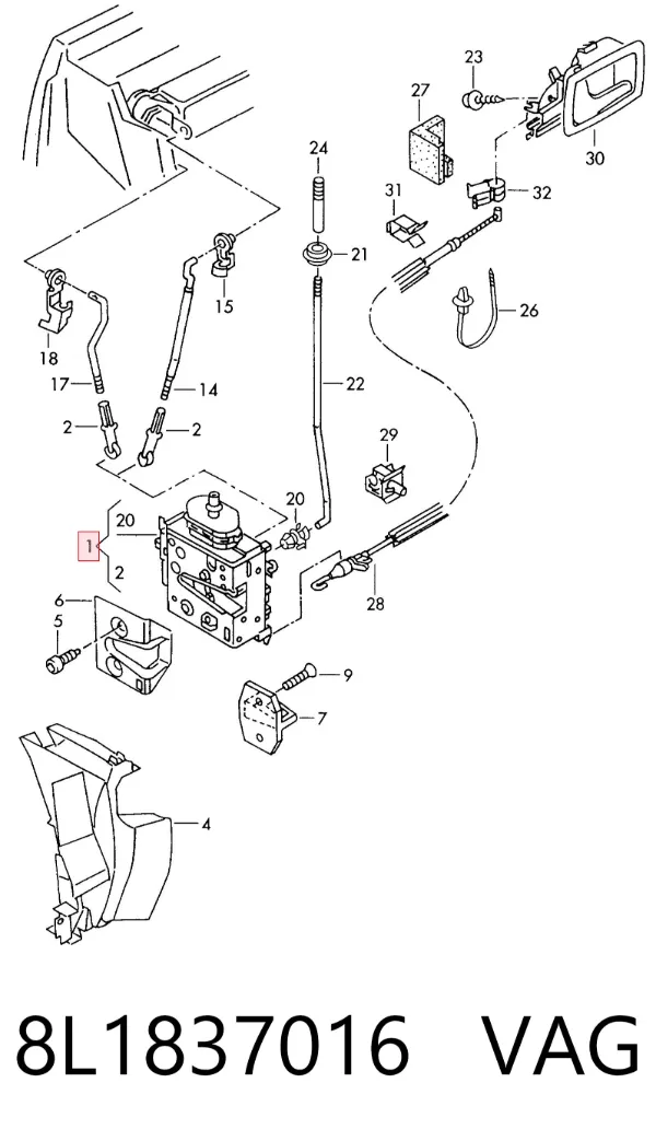 Замок передней правой двери Audi A3 8L1