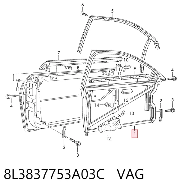 Дверь передняя левая 8L3837753A03C VAG