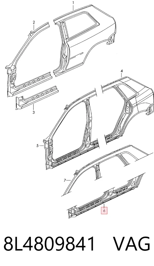 Порог внешний левый 8L4809841 VAG