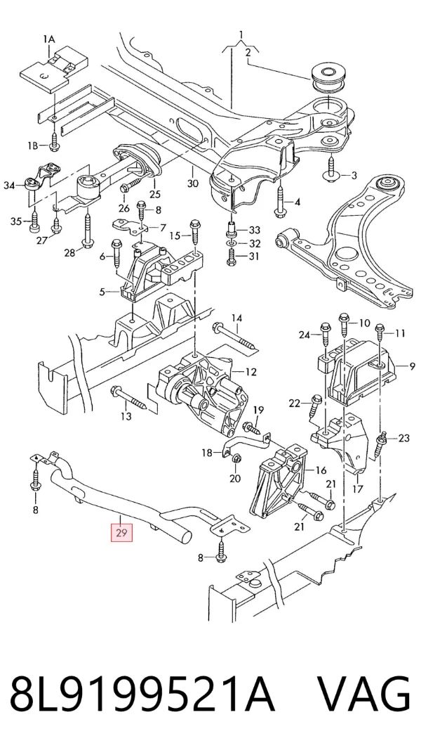 Балка крепления двигателя 8L9199521A VAG