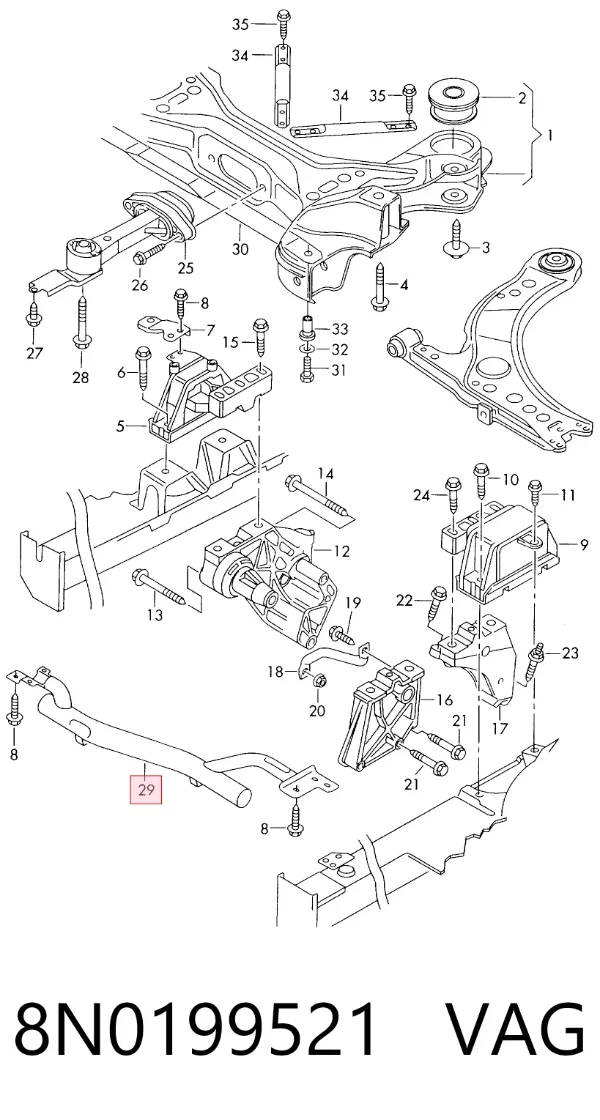 Балка крепления двигателя 8N0199521 VAG