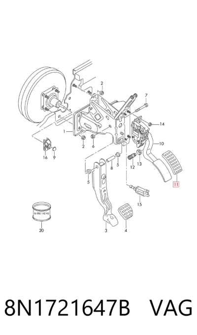 Накладка педали газа (акселератора) VAG 8N1721647B