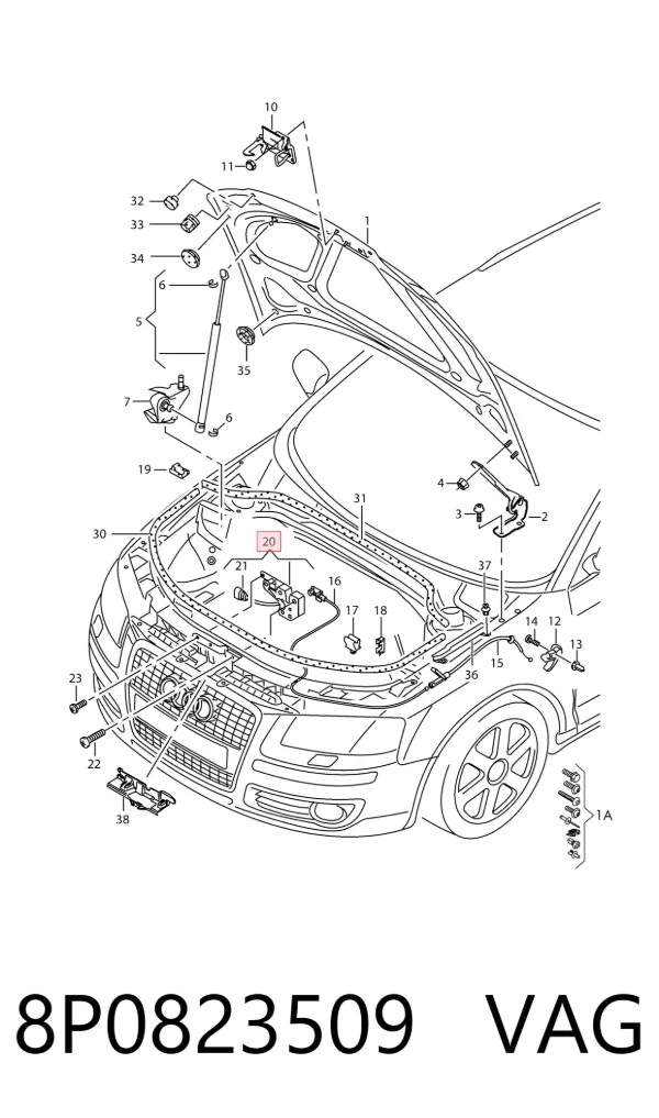 Замок капота Audi A3 8P1