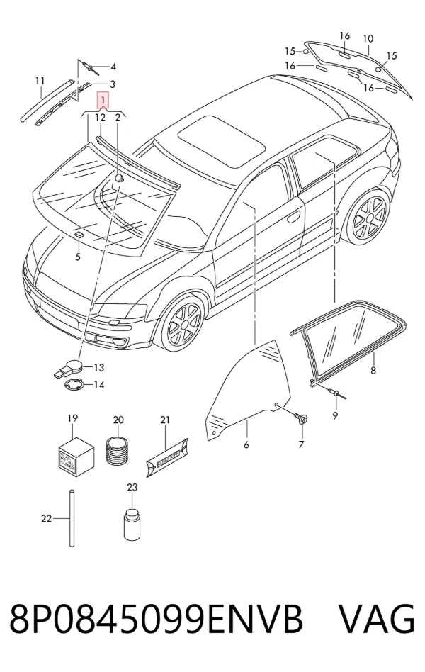 Лобовое стекло 8P0845099ENVB VAG
