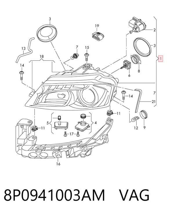 Левая фара 8P0941003AM VAG