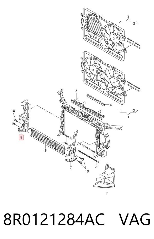 Правый дефлектор радиатора 8R0121284AC VAG