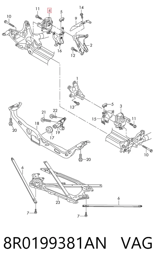 Правая подушка двигателя 8R0199381AN VAG