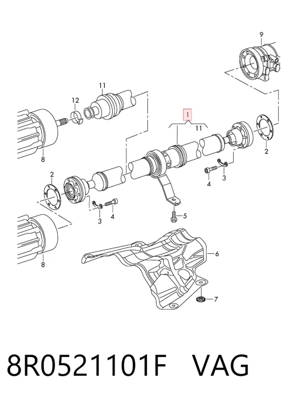 Кардан задний 8R0521101F VAG