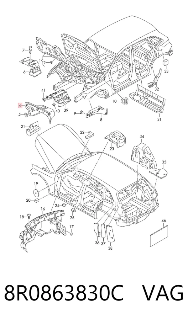 Шумоизоляция моторного щита 8R0863830C VAG