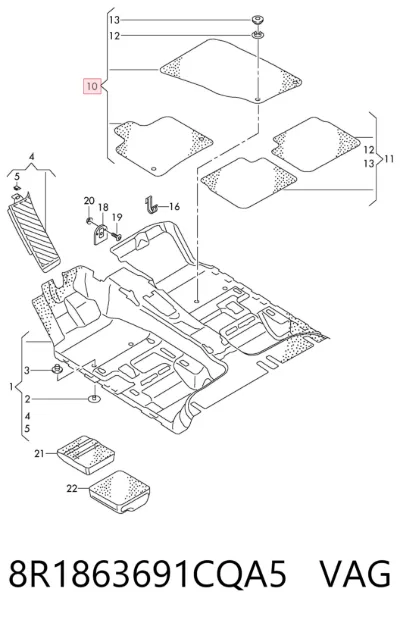 Коврики передние + задние, комплект VAG 8R1863691CQA5