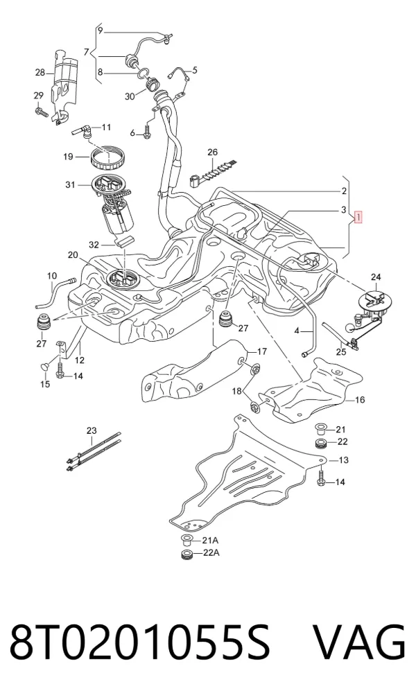 Бензобак 8T0201055S VAG