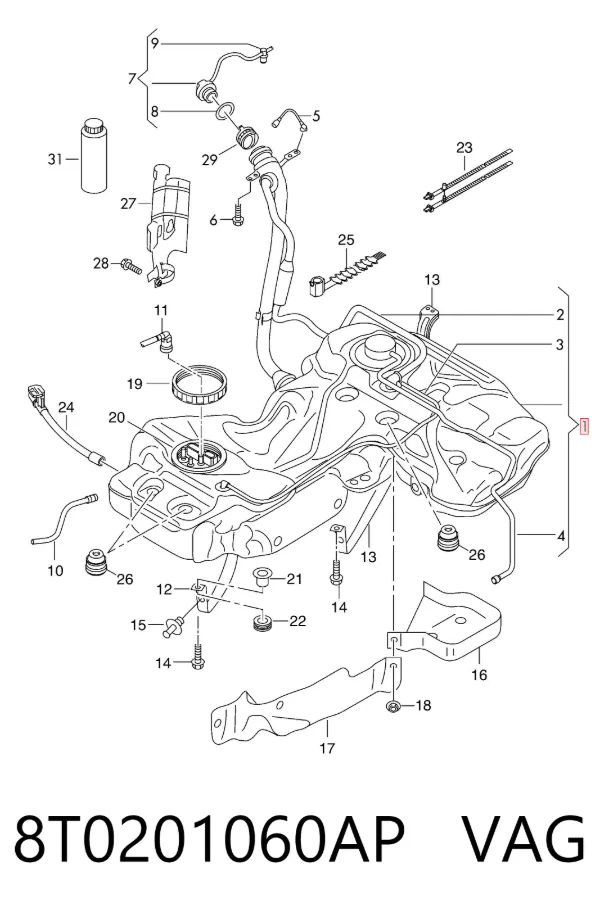Бензобак 8T0201060AP VAG