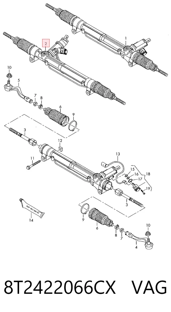 Рулевая рейка 8T2422066CX VAG