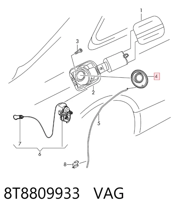 Корпус заливной горловины топливного бака 8T8809933 VAG