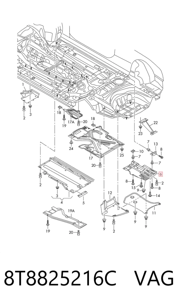 Защита днища задняя правая 8T8825216C VAG