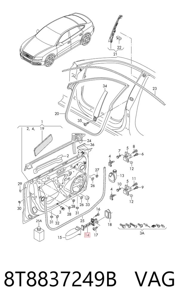 Ограничитель двери 8T8837249B VAG