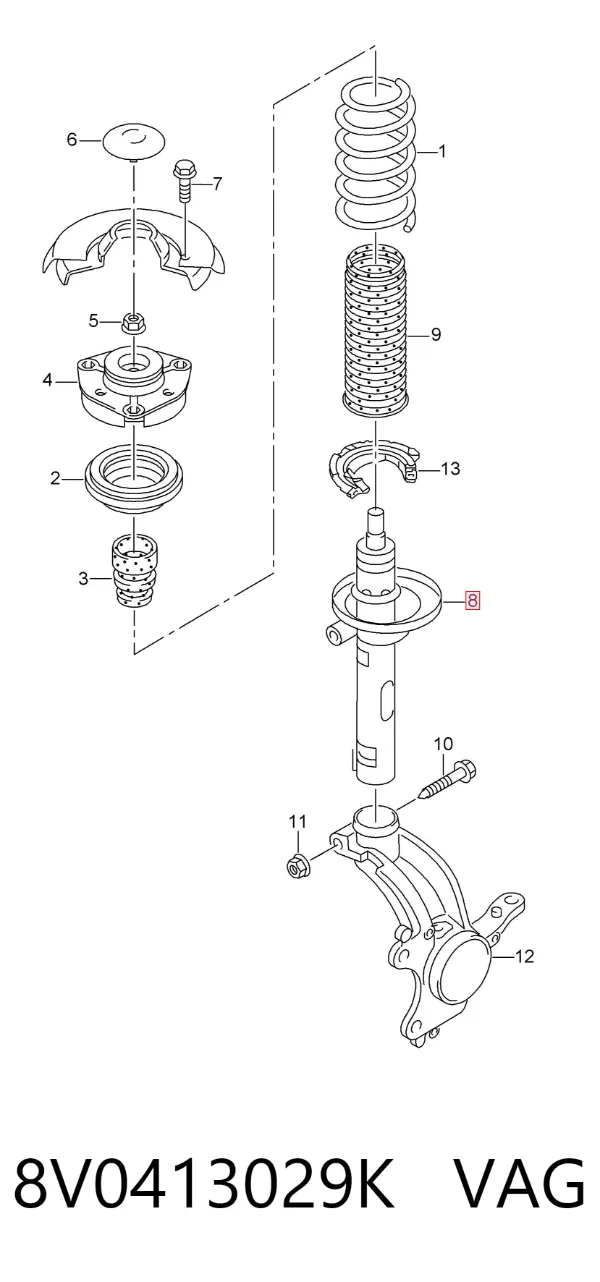 Амортизатор передний 8V0413029K VAG