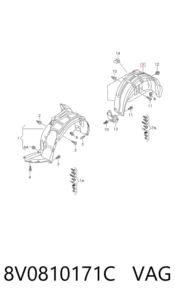 Подкрылок задний левый 8V0810171C VAG