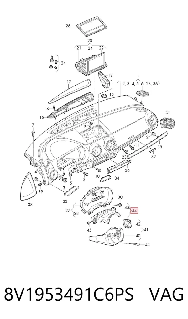 Накладка рулевой колонки 8V1953491C6PS VAG
