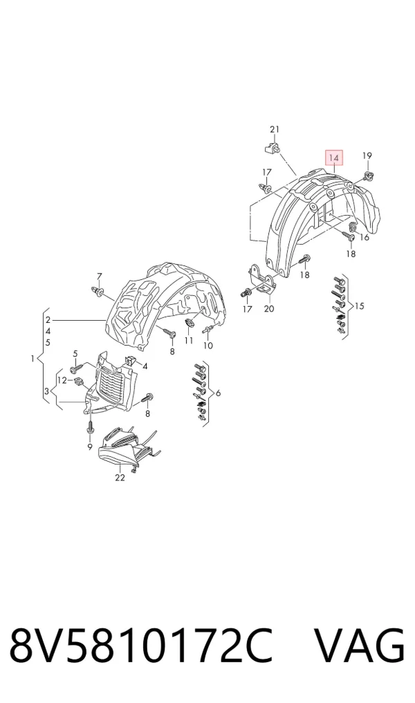 Подкрылок задний правый 8V5810172C VAG